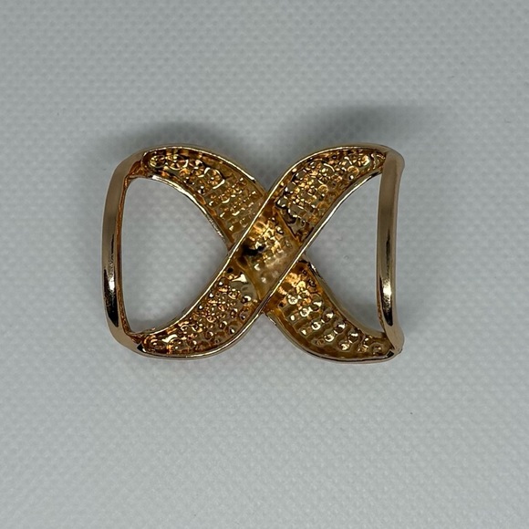 Dazzling Gold Tone X-DesignCrystal Rhinestone Scarf Slide/Ring - Picture 8 of 9